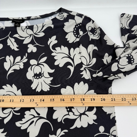 Ann Taylor Top Women XL NEW Gray Long Sleeve Floral Stretch Boat Neck Office - Picture 8 of 10